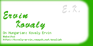 ervin kovaly business card